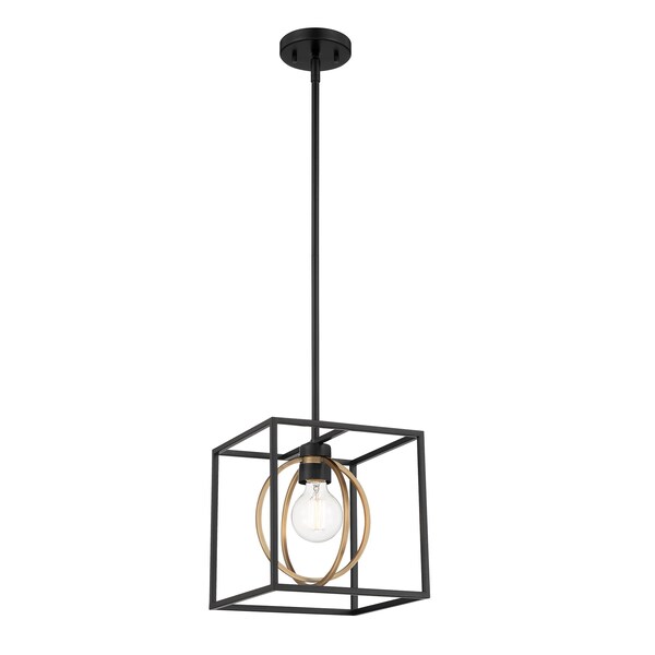 Designers Fountain Kew Gardens 60 Watt 1 Light Matte Black And Old Satin Brass Pendant D276M-10P-MB - main